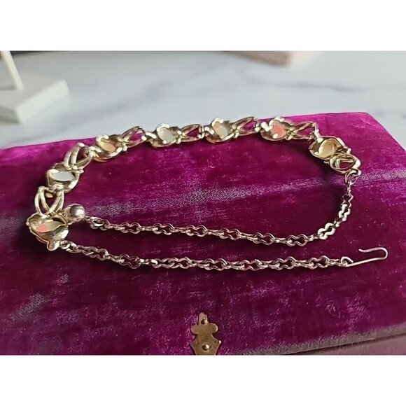 Mother of Pearl Disc Floral Enamel Adjustable Choker Necklace Vintage, READ - Picture 8 of 10